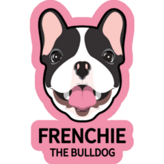 French Bulldog Face Pink Sticker