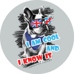French Bulldog I Am Cool And I Know It England Flag Sticker