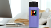 French Bulldog Love Retro Sticker on a Water Bottle (New) example