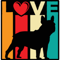 French Bulldog Love Retro Sticker
