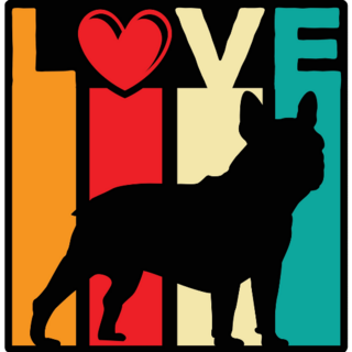 French Bulldog Love Retro Sticker