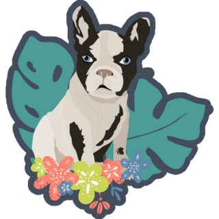 French Bulldog On Leaf Sticker