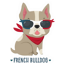 French Bulldog Red Sunglasses Sticker
