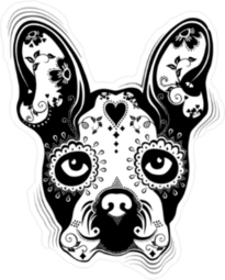 French Bulldog Sugar Skull Sticker