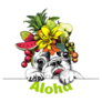 French Bulldog With Fruits Headband Aloha Sticker