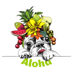 French Bulldog With Fruits Headband Aloha Sticker