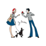 French Couple In Love In Paris WIth Poodle Sticker