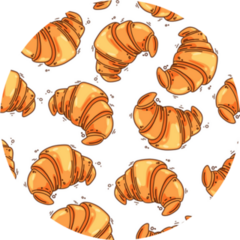 French Croissants Seamless Pattern Illustration Sticker