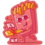 French Fries Character Playing Baseball Sticker