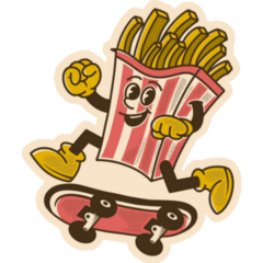 French Fries Jumping On Skateboard Sticker
