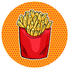 French Fries Pop Art Fast Food Sticker