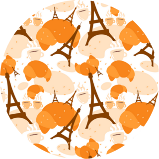 French Pattern Pastries Croissant Eiffel Tower Sticker