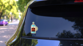 French Press Sticker on a Rear Car Window (New) example