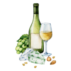 French White Wine Watercolor Illustration Sticker
