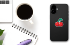 Fresh Cherry Icon Sticker on a Phone (New) example