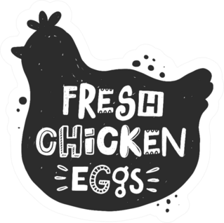 Fresh Chicken Eggs Farm Text Sticker