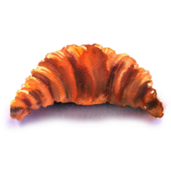 Fresh French Croissant, Watercolor Painting Sticker