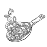 Fresh Mushrooms Flying Into A Pan Drawing Sticker