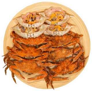 Fresh Steamed Crab On A Plate With Seafood Sauce Sticker