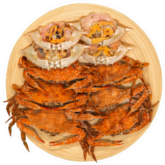 Fresh Steamed Crab On A Plate With Seafood Sauce Sticker