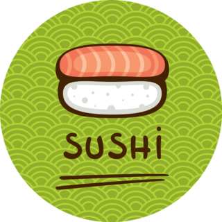 Fresh Sushi On Green Sticker