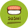 Fresh Sushi On Green Sticker