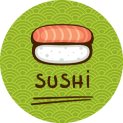 Fresh Sushi On Green Sticker