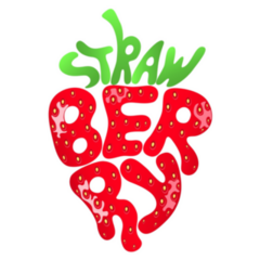Fresh Sweet Strawberry Lettering Vegetarian Sticker