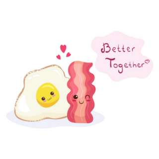 Fried Egg & Bacon Breakfast Characters Better Together Sticker