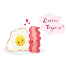 Fried Egg & Bacon Breakfast Characters Better Together Sticker