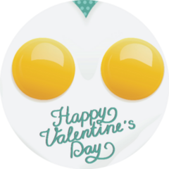 Fried Eggs Heart Valentines Day Sticker