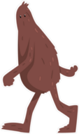 Friendly Cartoon Bigfoot Walking Sticker