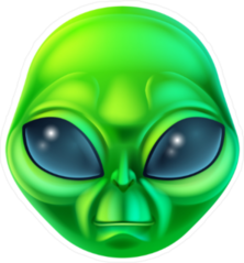 Friendly Green Alien Head Sticker