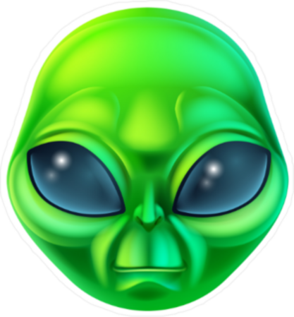 thumbnail image 2 of X AUTOHAUX Green 3D Alien Head Shaped Metal Car Body Decorative Emblem 2 of 11