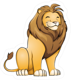 Friendly Grinning Cartoon Lion Sticker