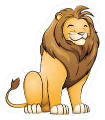 Friendly Grinning Cartoon Lion Sticker