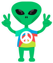 Friendly Hippie Alien Sticker