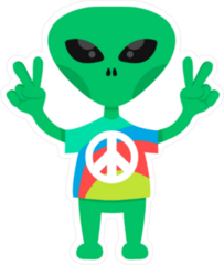 Friendly Hippie Alien Sticker