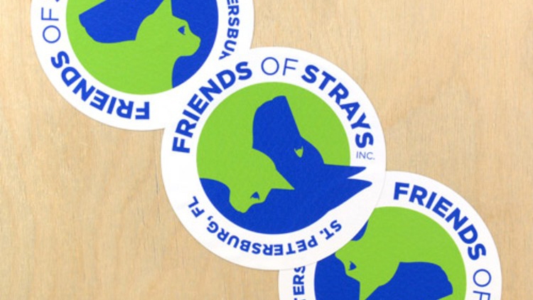 Friends of Strays Inc. Custom Circle Stickers