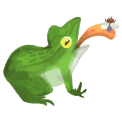Frog Eating A Fly In Watercolor Sticker