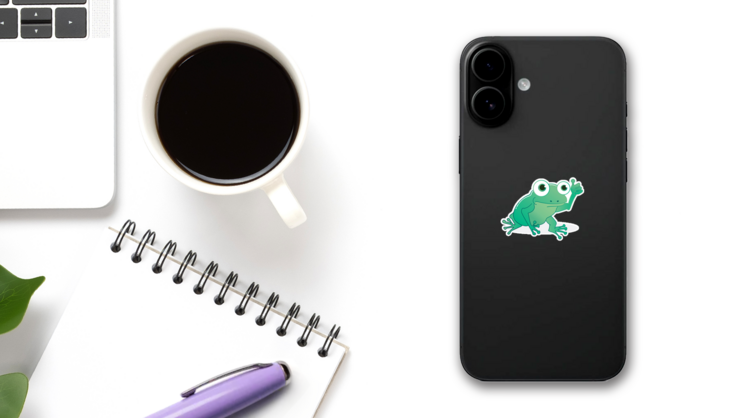 Frog Giving a Thumbs Up Sticker on a Phone (New) example
