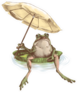 Frog Sitting On A Water Holding A Beach Umbrella Sticker