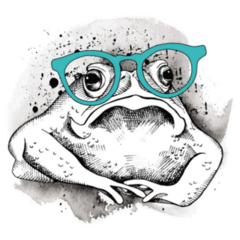 Frog Wearing Glasses Illustration Sticker