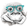 Frog Wearing Glasses Illustration Sticker