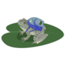 Frog with a Backpack on Lilly Pad Sticker