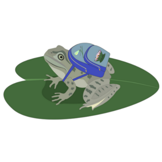 Frog with a Backpack on Lilly Pad Sticker