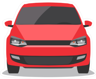 Front View of Red Car Sticker