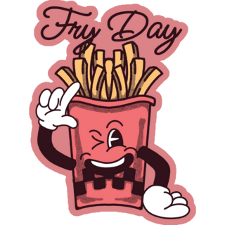 Fry Day Groovy French Fries Sticker