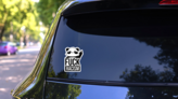 Fuck Racism Panda Bear Middle Finger Sticker on a Rear Car Window (New) example