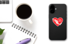 Fuerza Mexico Heart Sticker on a Phone (New) example